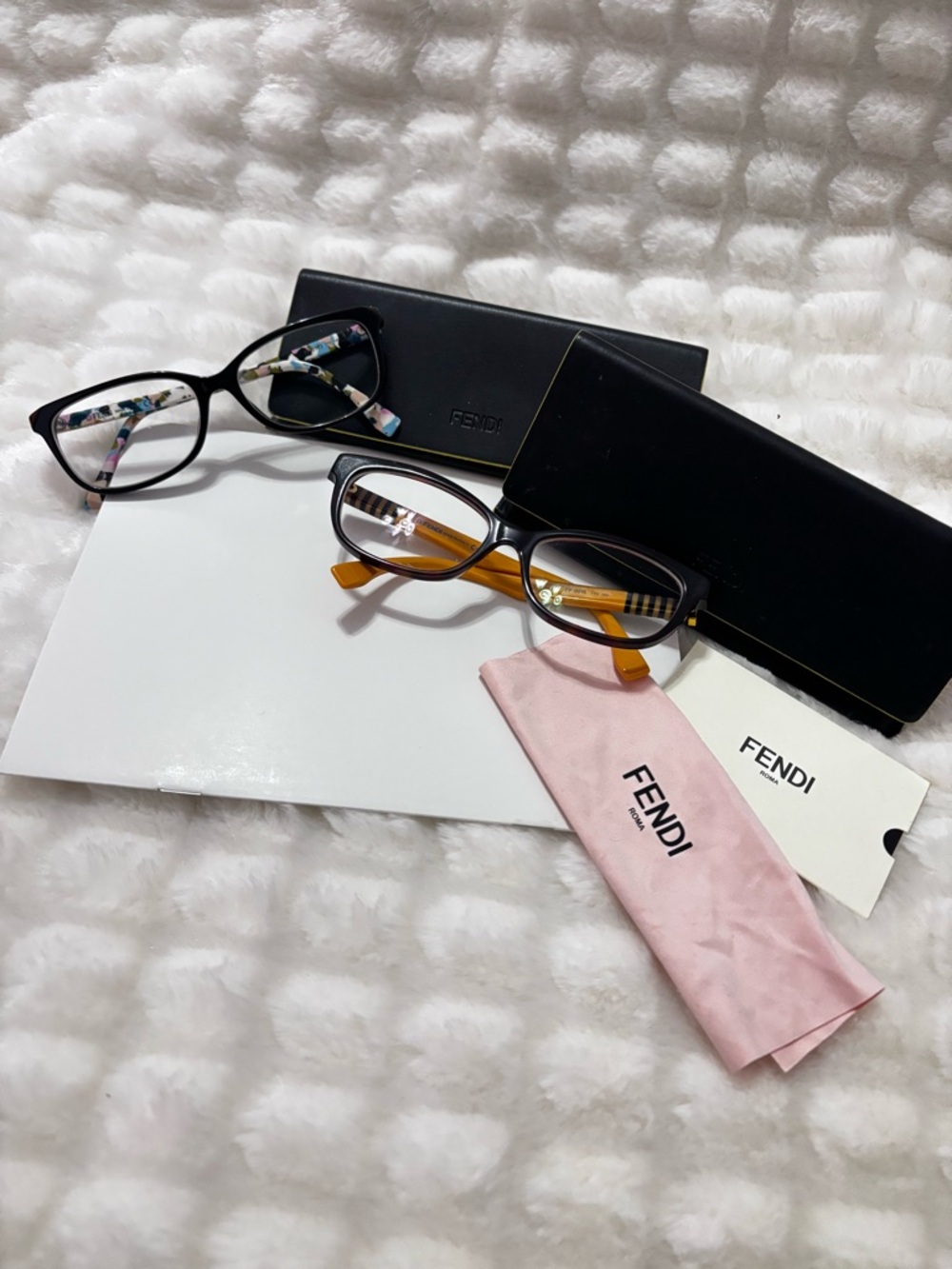 Fendi Set of 2 Eyeglasses Frames Rectangle With Cases FF0015 FF0173